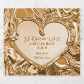 Luxury Gold Metal Heart Sparkling Wijnetiket (Enkel label)