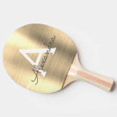 Luxury Gold Metallic Folie Monogram Naam Initiaal Tafeltennisbatje (Zijkant)