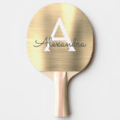 Luxury Gold Metallic Folie Monogram Naam Initiaal Tafeltennisbatje (Voorkant)