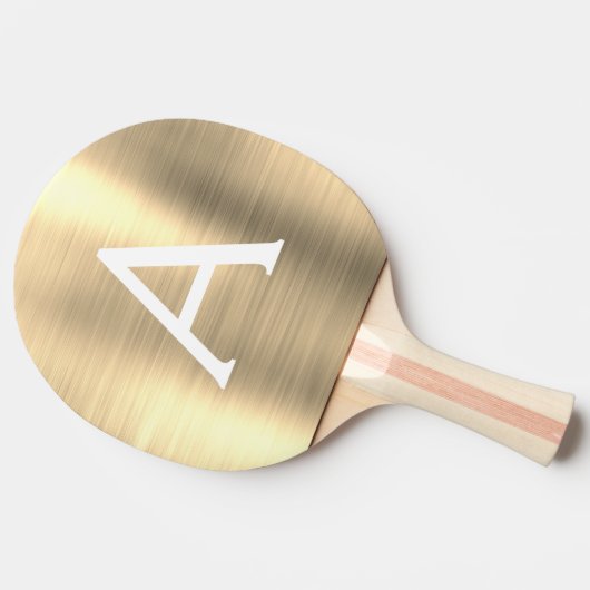 Luxury Gold Metallic Folie Monogram Naam Initiaal Tafeltennisbatje (Zijkant)