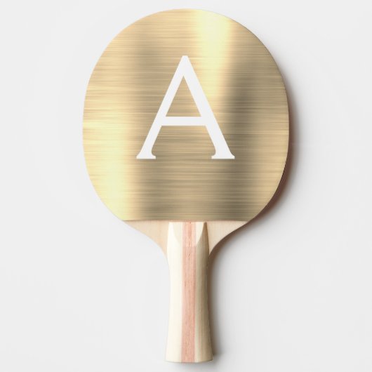Luxury Gold Metallic Folie Monogram Naam Initiaal Tafeltennisbatje (Voorkant)