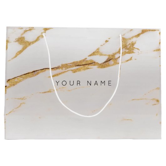 Luxury Gold Metallic Gift Gray Silver Foxier Large Cadeautasje (Achterkant)