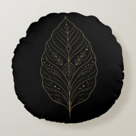 Luxury Gold Minimalist Botanical Leaf Boho Pillow Rond Kussen