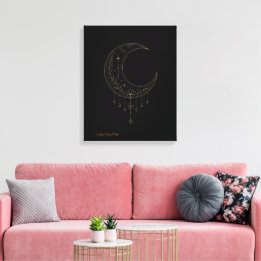Luxury Gold Minimalist Moon Canvas Art Afdruk