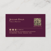 Luxury Gold Minimalistic Burgundy Wine Classy Visitekaartje (Achterkant)