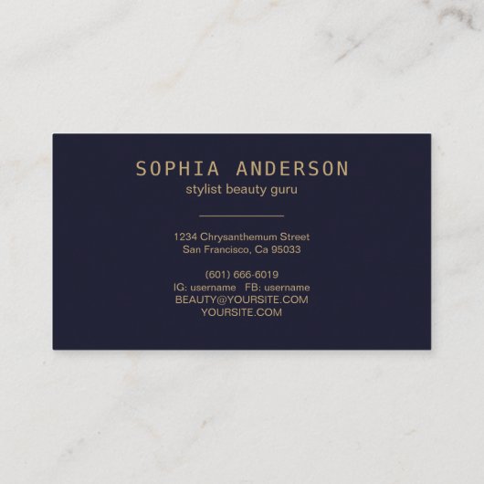 Luxury Gold Modern Marble Black & Signature Script Visitekaartje (Achterkant)