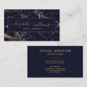 Luxury Gold Modern Marble Black & Signature Script Visitekaartje (Voorkant / Achterkant)