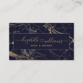 Luxury Gold Modern Marble Black & Signature Script Visitekaartje (Voorkant)