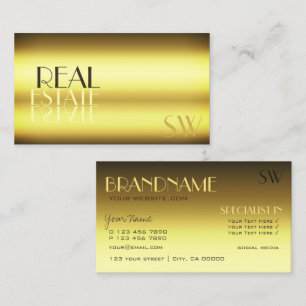 Luxury Gold Modern Mirror Letters voor Monogram Visitekaartje