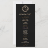 Luxury Gold Monogram Black Wedding Program (Achterkant)