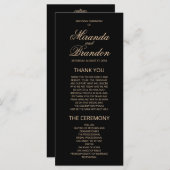 Luxury Gold Monogram Black Wedding Program (Voorkant / Achterkant)