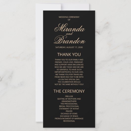Luxury Gold Monogram Black Wedding Program (Voorkant)