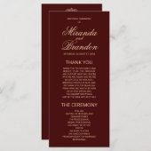 Luxury Gold Monogram Burgundy Wedding Program Kaar (Voorkant / Achterkant)