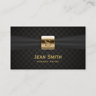 Luxury Gold Monogram Diamond Quilts Makeup Artist Visitekaartje