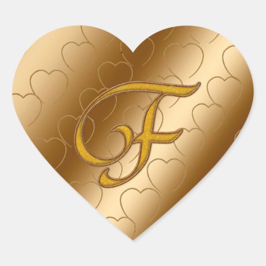 Luxury Gold Monogram F Hart Sticker (Voorkant)