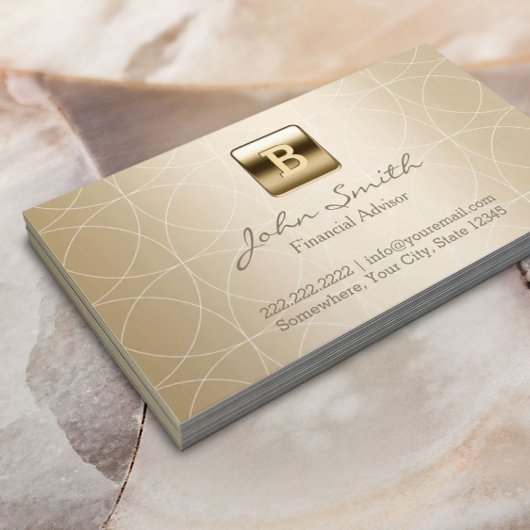 Luxury Gold Monogram Financial Advisor Visitekaartje