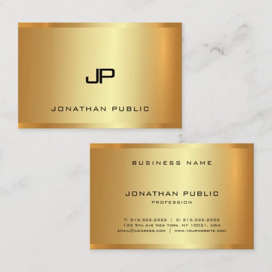 Luxury Gold Monogram Glamor Modern Elegant Cool Visitekaartje (Voorkant / Achterkant)