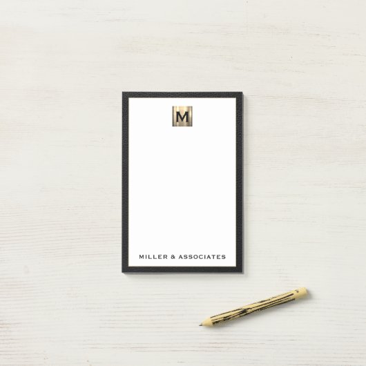 Luxury Gold Monogram Initiaal Logo Post-it® Notes (Op bureau)