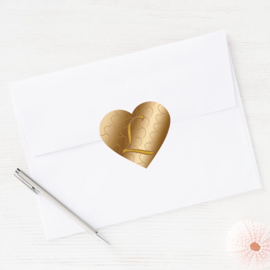 Luxury Gold Monogram L Hart Sticker (Envelop)