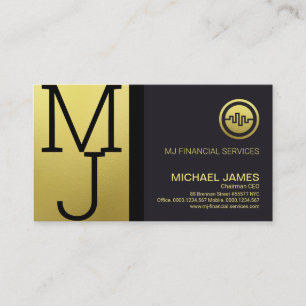 Luxury Gold Monogram Modern Corporate Founder CEO Visitekaartje