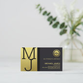Luxury Gold Monogram Modern Corporate Founder CEO Visitekaartje (Staand voorkant)