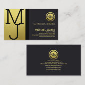 Luxury Gold Monogram Modern Corporate Founder CEO Visitekaartje (Voorkant / Achterkant)