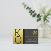 Luxury Gold Monogram Modern Professional Chauffeur Visitekaartje (Staand voorkant)