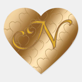 Luxury Gold Monogram N Hart Sticker