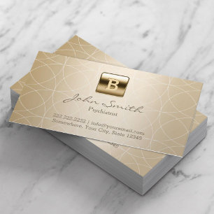Luxury Gold Monogram Psychiatrist Visitekaartje