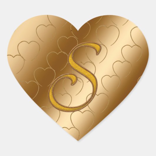 Luxury Gold Monogram S Hart Sticker (Voorkant)