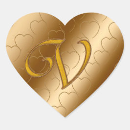 Luxury Gold Monogram V Hart Sticker