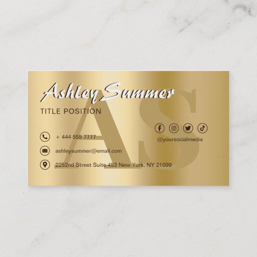 Luxury Gold Monogram Visitekaartje (Achterkant)