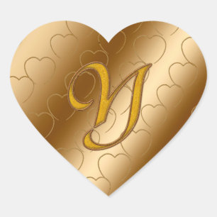 Luxury Gold Monogram Y Hart Sticker