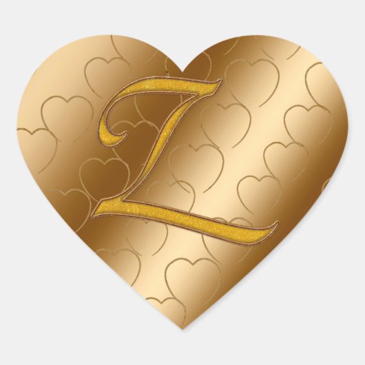 Luxury Gold Monogram Z Hart Sticker (Voorkant)