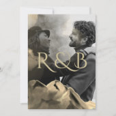 Luxury Gold Mountains Overlay Photo Wedding Kaart (Voorkant)