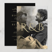 Luxury Gold Mountains Overlay Photo Wedding Kaart (Voorkant / Achterkant)