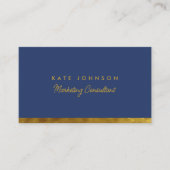 Luxury Gold Navy Blue Professional QR-code Visitekaartje (Voorkant)