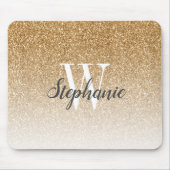 Luxury Gold Ombre Faux Glitter Monogram Muismat (Voorkant)