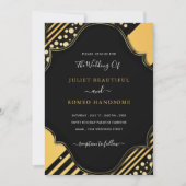 Luxury Gold omhulde Black Golden Wedding Invitatio (Voorkant)