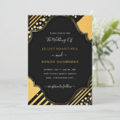 Luxury Gold omhulde Black Golden Wedding Invitatio (Staand voorkant)