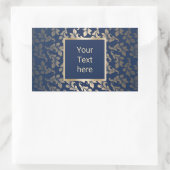 Luxury Gold Ornament Elegant Navy Blue Salon Rechthoekige Sticker (Tas)