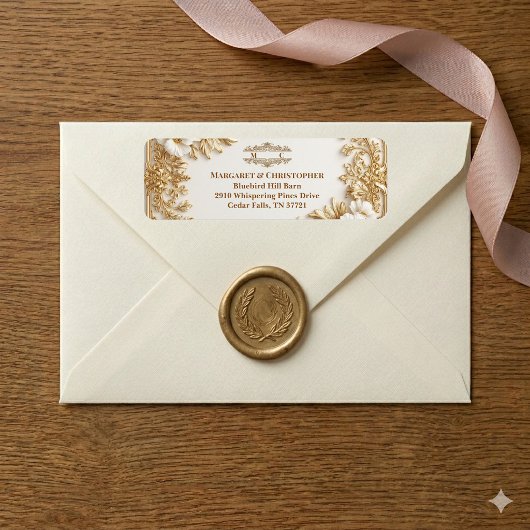 Luxury Gold Ornate Baroque Gilded Monogram Wedding Etiket