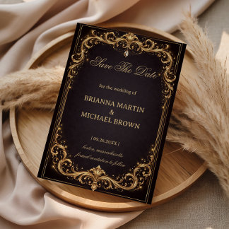 Luxury Gold Ornate Sparkle Save The Date