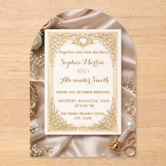 Luxury Gold Ornate Wedding Invitation Acryl Uitnodigingen