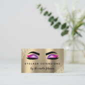 Luxury Gold Paarse Glitter Eyelash Extensions Visitekaartje (Staand voorkant)