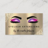 Luxury Gold Paarse Glitter Eyelash Extensions Visitekaartje (Voorkant)