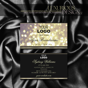 Luxury Gold Paarse Glitter Logo Black Golden Decor Visitekaartje