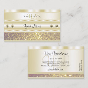 Luxury Gold Paarse Sparkle Glitter Monogram Modern Visitekaartje
