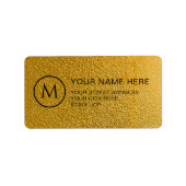 Luxury Gold Pattern Custom Monogram Address Label (Voorkant)
