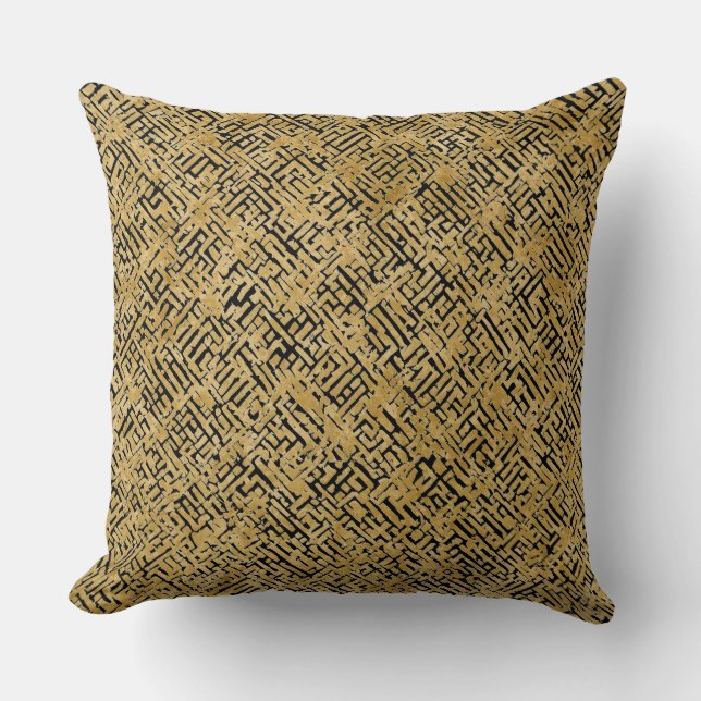Luxury Gold Pattern ,Gold Black Kussen (Voorkant)